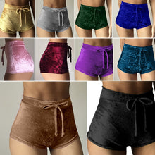 Load image into Gallery viewer, Women Velvet Drawstring Shorts