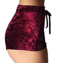 Load image into Gallery viewer, Women Velvet Drawstring Shorts