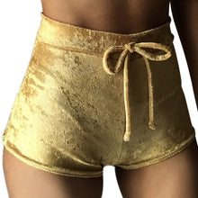 Load image into Gallery viewer, Women Velvet Drawstring Shorts