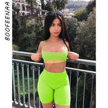 Load image into Gallery viewer, Sexy Short Two Piece Set Crop Tops and Biker Shorts