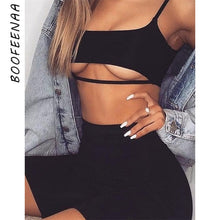 Load image into Gallery viewer, Sexy Short Two Piece Set Crop Tops and Biker Shorts
