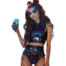 Load image into Gallery viewer, Holographic Crop Top and Hot Shorts