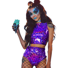 Load image into Gallery viewer, Holographic Crop Top and Hot Shorts